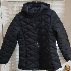 Reebok Black Quilted Hooded Puffer Jacket